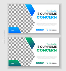Medical healthcare youtube thumbnail cover and social media web banner design template