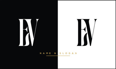 EV, VE, E, V, Abstract Letters Logo Monogram