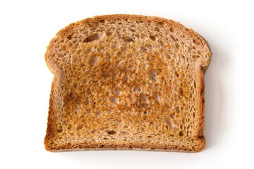 Isolated Whole Wheat Toast Slice on White Background. Perfectly Toasted