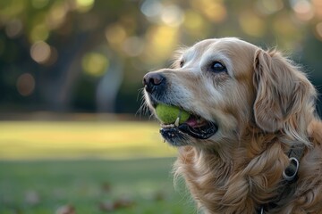 Playful Pup: Outdoor Fun with a Tennis Ball in Fetch Game