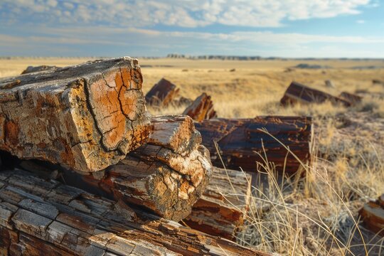 Shattered Wood Field in Tiponi Canyon, Petrified Forest National Park, Arizona