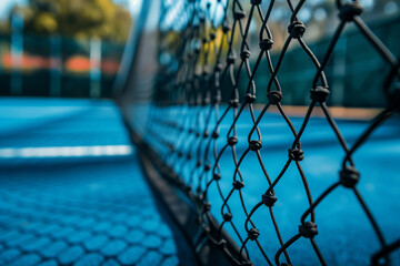 Part of a tennis court and net