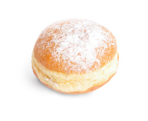 filled donut with powdered sugar on the top isolated