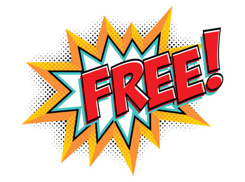 Free - Comic book style word in speech bubble with bomb explosive. Vector on transparent background