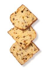 Three Classic Panettone Slices on White Background