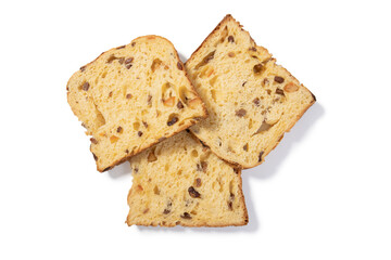 Classic Panettone Slices Trio on White Background