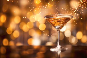 a cocktail, at the blurred background of bokeh