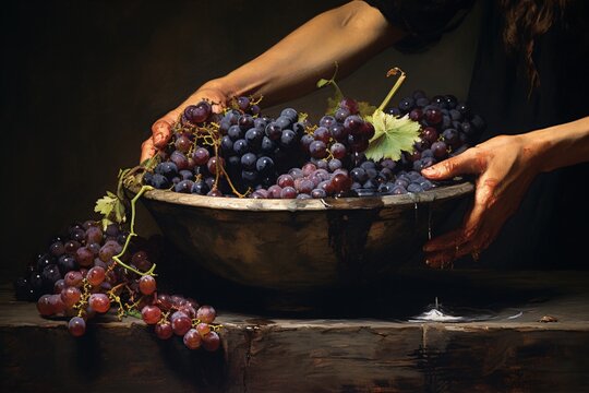 a bowl of grapes being washed