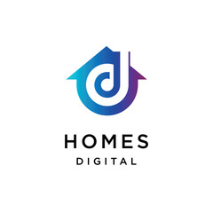 Home security logo inspiration with letter d and arrow elements