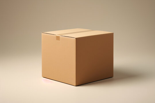 a cardboard box on a white surface