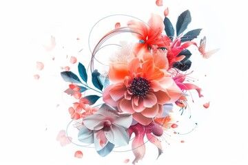 abstract floral background isolated on white background