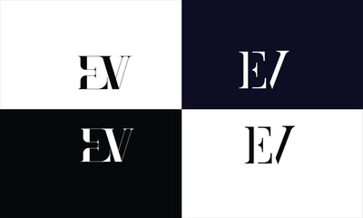 EV, VE, E, V, Abstract Letters Logo monogram