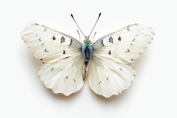 blue and white butterfly with black spots isolated on white background