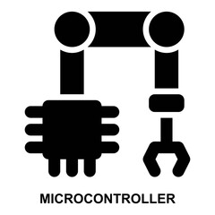 microcontroller, plc, semiconductor, manufacturing, robotic, processor expanded solid or glyph style icon for web mobile app presentation printing