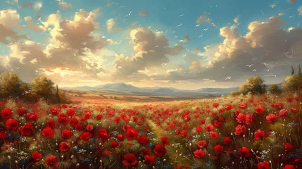 Fotobehang A beautiful poppy field © senadesign