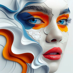 Beautiful woman with creative make-up. 3d illustration.