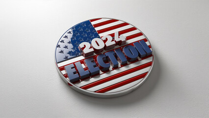 2024 election pin sticker for 2024 american elections over grey background