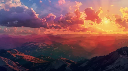 Foto op Plexiglas sunset over the mountains © misbah