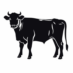 Bull black icon on white background. Cow silhouette