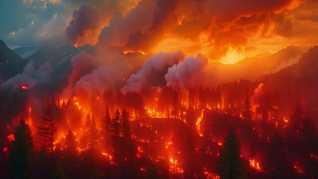 Nature's wrath: forest fires video showcases the ferocity of wildfires from above.