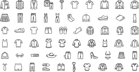 clothes and cloth elements - minimal thin line web icon set. Outline editable icons collection. Simple vector illustration