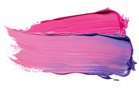 thick pink and purple acrylic oil paint brush stroke on transparent png background isolated