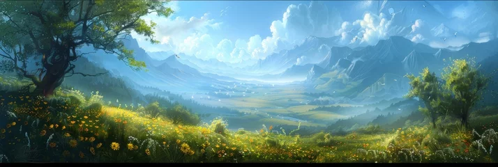 Photo sur Plexiglas Bleu landscape with grass and sun header banner website