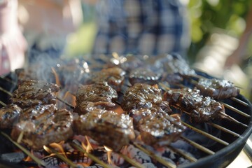 picnic, barbecue, garden grill, lamb shish kebab