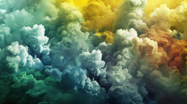 a multi - colored cloud of smoke is seen in this image of a rainbow - hued image of clouds.