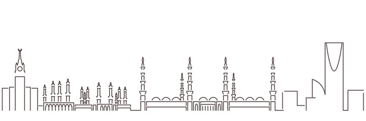 Saudi Arabia Dark Line Simple Minimalist Skyline With White Background