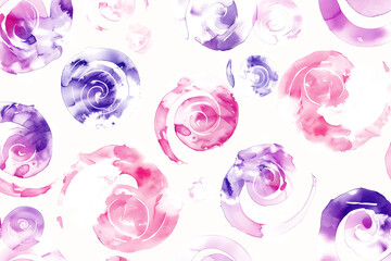 Pink and purple watercolor swirl pattern on white background.