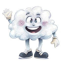 Funny cloud waving, cartoon - 761811524