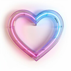 glowing neon heart sign frame pink blue isolated on a white background
