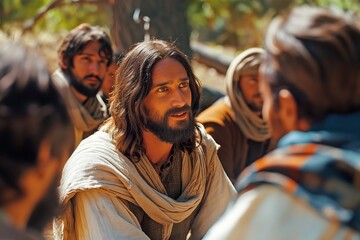 Jesus talking to his disciples - obrazy, fototapety, plakaty