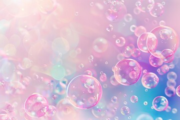 water bubbles collection on colored blur background