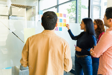 Diverse group of people working together as a team and having fun