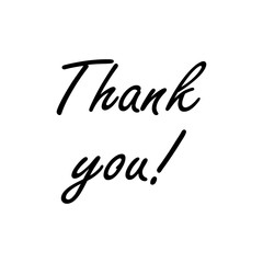 Thank you, text. Modern design with calligraphic inscription. Vector typography.