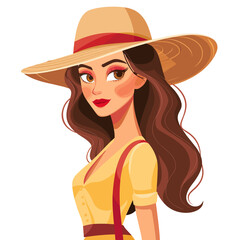 Beautiful girl in a hat. Vector illustration isolated on white background.