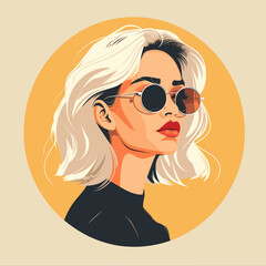 Beautiful young woman in sunglasses. Vector illustration in retro style.