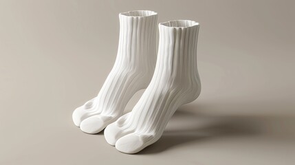 Fototapeta na wymiar A template of blank white socks, perfectly isolated for design mockups, complete with a clipping path