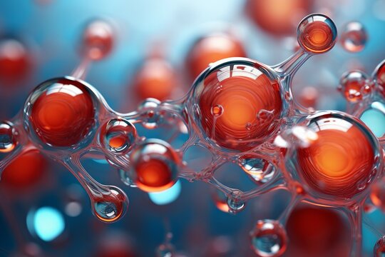 Large-scale Macro molecules. Drop rain water. Generate Ai