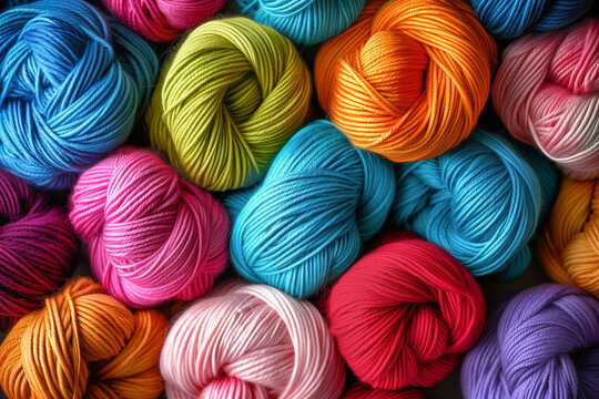 close up of colorful balls of wool