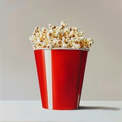 red popcorn bucket on white background
