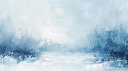 An abstract oil painting background depicting the serene beauty of a winter landscape.