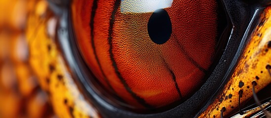A close up of a tigers orange eye with eyelash and iris, with a basketball hoop in the background, reflecting on the water like an automotive tire rim