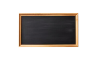 Wooden Frame Surrounding a Blank, Rectangular School Blackboard, Isolated on Transparent Background, PNG