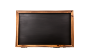 Blank Blackboard: A Rectangular School Board with Wooden Frame, Isolated on Transparent Background, PNG