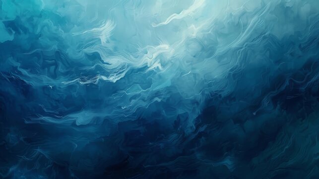 An abstract oil painting background that resembles the calm and mysterious depths of the ocean.