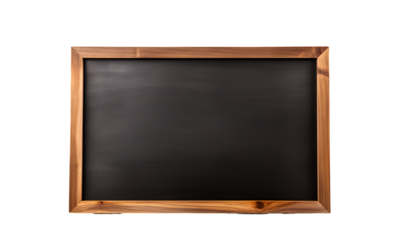 Blank Blackboard: A Rectangular School Board with Wooden Frame, Isolated on Transparent Background, PNG