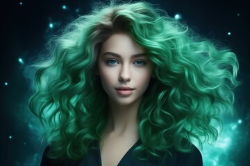 Fototapeta premium A mystical green dryad woman. A fabulous mythical nymph